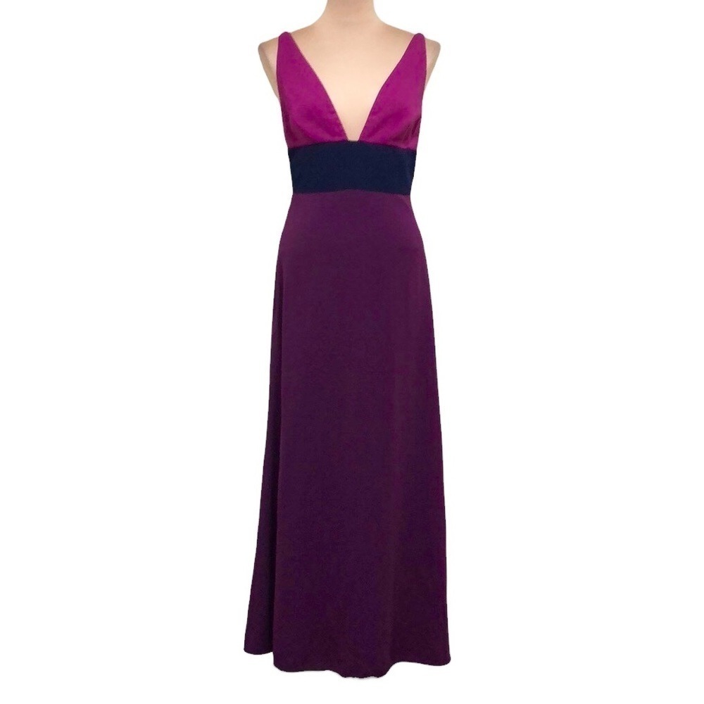 Jill Stuart Purple And Magenta Plunge Maxi Dress